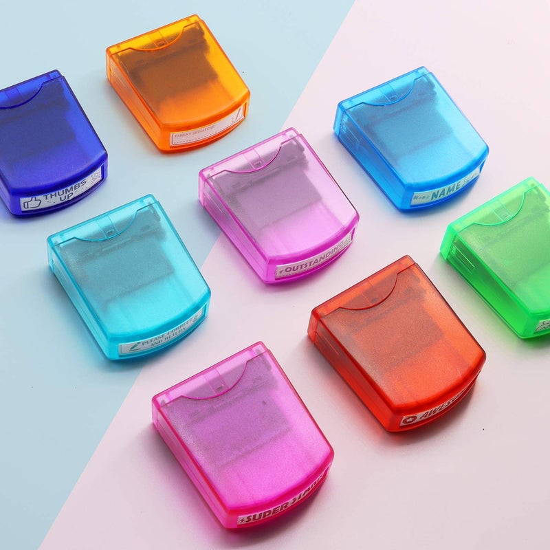 RELIANCER 8PCS Teacher Stamp Set,Colorful Self-Inking Motivational Classroom Stamper for Grading,Encouraging Rating Stamp Student,Parent Signature Stamps for Homework,School Homeschool Reward Supplies - Image 4